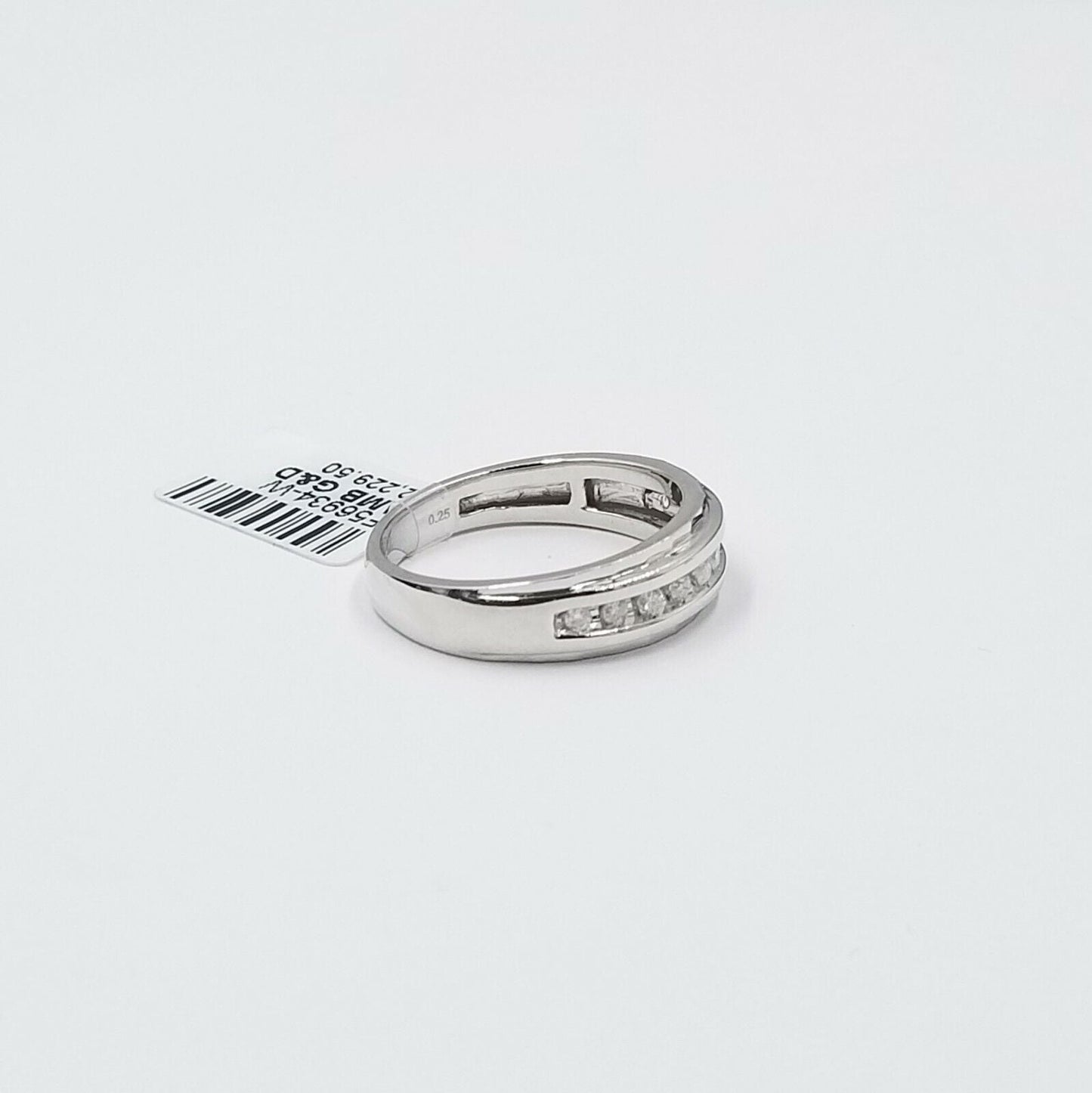 White 10K Gold Diamond Wedding Ring Band Diamond Cut Men Ring 0.25 CT - Reva Jeweler